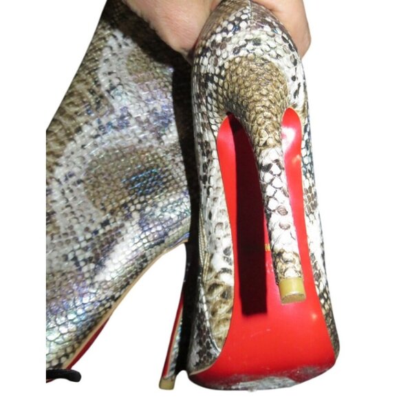 Python Embossed Faux Vegan Leather Stiletto Booties Boots Unbranded fur inside 8 - Picture 7 of 11